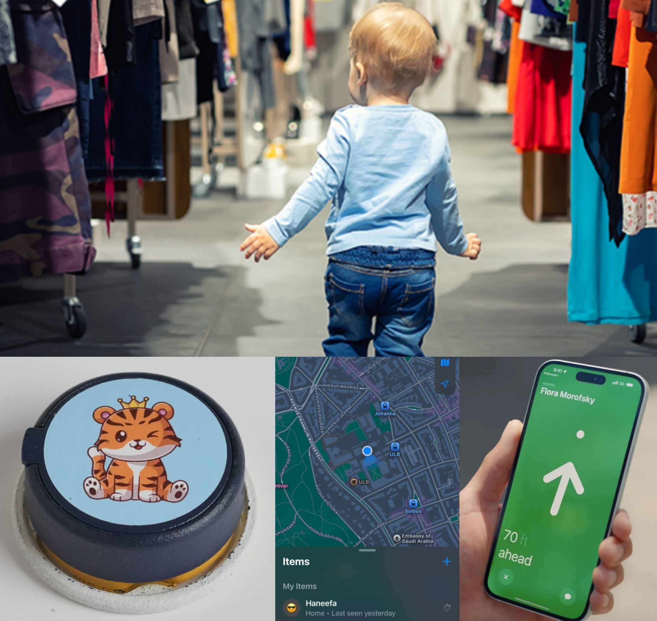 Gumshoe attached to a child's clothing