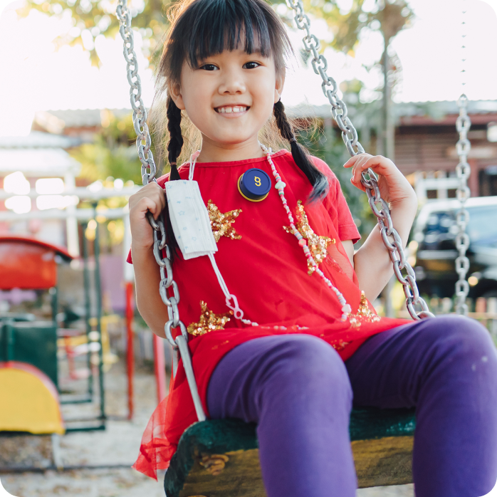 Gumshoe attached to a child's clothing